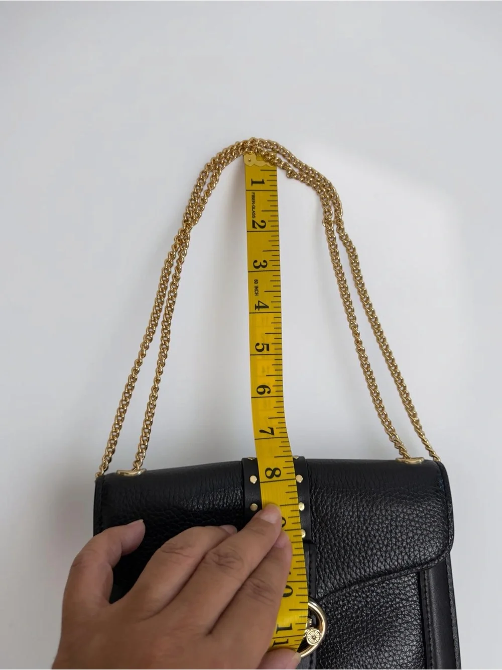 Coach Georgie Chain Crossbody Wallet Black Pebble Leather Rivets Gold Horse